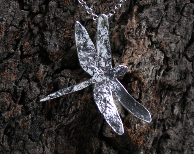 Handmade 'Silver Dragonfly' Pendant. One-of-a-kind, Traditionally hand made butterfly pendant made from reticulated Sterling Silver.