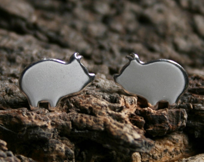 Piglet. Sterling Silver stud earrings. 'Forest friends' collection. Exclusive design. Ear studs. Little pigs. Cute piggies. Eco-friendly.