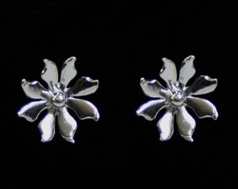 Handmade 'Ma Petite Fleur' earrings. 'Simply Silver' Traditionally hand made sterling silver flower earrings, stud earrings for pierced ears