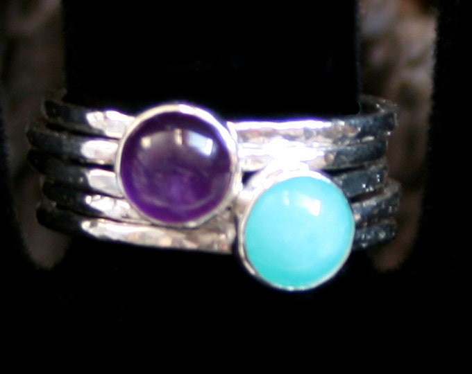 Mona ~ Gemstone & Sterling Silver Statement / stacking ring. Choose gemstone. Simple Elegant ring. Ready to ship in size US 6 1/2 ~ UK M 1/2