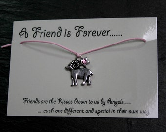 A Friend is Forever - Friendship Zodiac bracelet - 'Aries'  Choose Purple, Pink or Black cord. Friendship charm string bracelet.