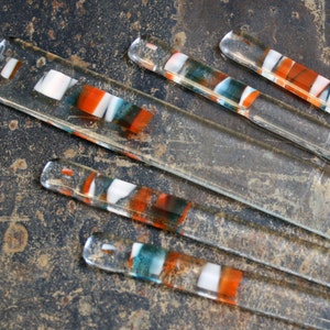 Schmelzglas Swizzle Sticks &#39;Desert Sunset&#39; A Set 4 Getränk Rührer mit einem passenden Krug Rührer. Cocktail Rührer. Gestreifte.