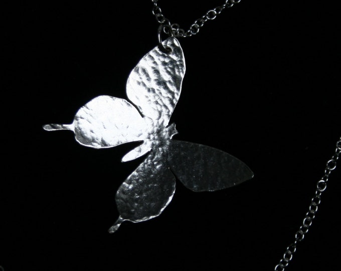 Handmade 'Silver Butterfly' Pendant. Traditionally hand made butterfly pendant made from Sterling Silver.