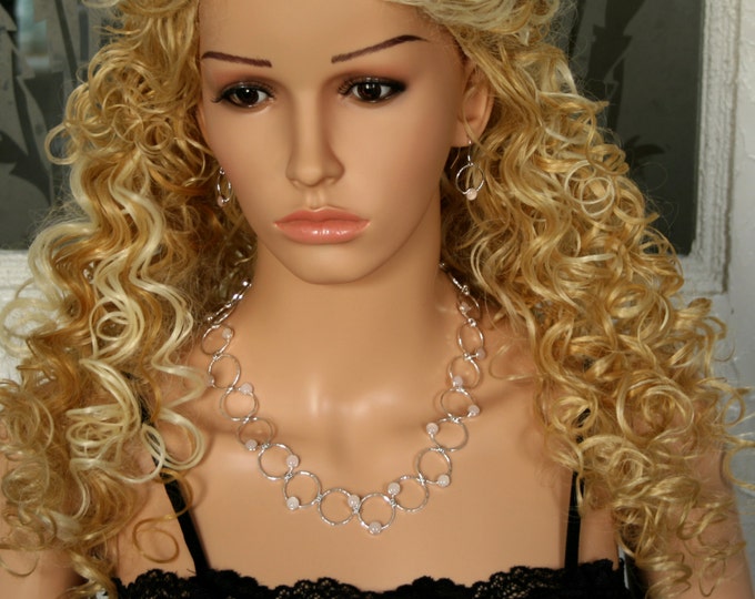 Mona. Sterling Silver & Rose Quartz necklace. Exclusive design. Minimalist necklace. Classic design. Statement necklace. Elegant.