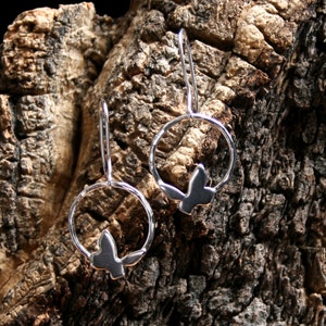 Little butterflies. Sterling Silver dangle earrings. 'Forest friends' collection. Little butterflies. Tiny butterfly drops.