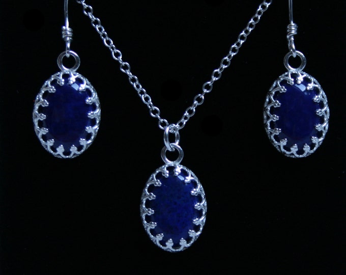 Lapis Lazuli 'Principessa' Pendant. Classical Princess/ Victorian design. Solid Sterling Silver. Silversmith / Metalsmith