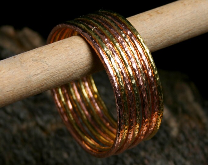 Hand forged Copper or Brass bangles. Stacking bangles. Boho bangles. Chunky bangle. Artisan hammered bangles. Thick Bracelets. Heavy Gauge.