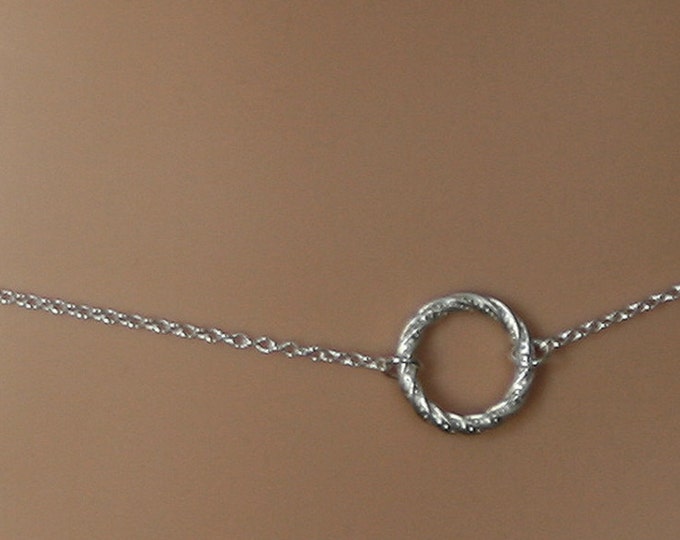 Discrete, PERMANENTLY LOCKING Fancy O ring waist chain. Sterling silver. Story of 'O' / Eternity ring / Infinity ring. BDSM belly chain.