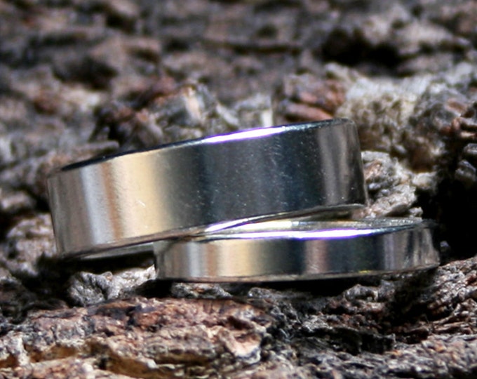 Pair of His 'n' Hers / Hers 'n' Hers / His 'n' His - Satin design Heavyweight Sterling Silver, Fully UK hallmarked Wedding rings. 6mm & 3mm