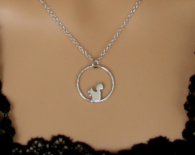 Little Squirrel Pendant. Eco friendly Sterling Silver. 'Forest friends' collection. Exclusive design. Sitting squirrel. Silver squirrel.