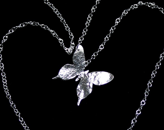 Handmade 'Silver Butterfly' Pendant. Traditionally hand made butterfly pendant made from reticulated Sterling Silver.