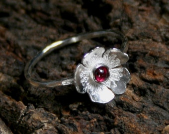 Rosa ~ Gemstone & Sterling Silver Statement / stacking ring 'Wildflower series' Exclusive design. Choose gemstone US 8 to 13 ~ UK Q to Z 1/2