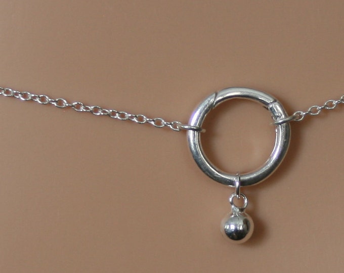 Slave Bell - Discrete 'O' ring waist chain. Sterling silver. Story of 'O' / Eternity ring / Infinity ring. BDSM belly chain.