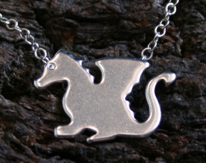 Baby Dragon. Sterling Silver Pendant. 'Forest friends' collection. Welsh Dragon. Exclusive design. Eco-friendly. Natural or Black silver.