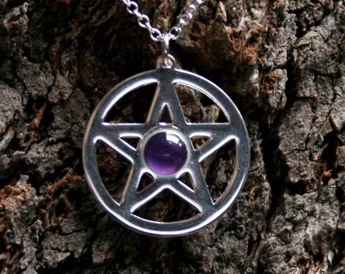 Pentacle Pendant ~ Sterling Silver & Gemstone Pentagram. Gemstone pendant. Natural stone. Choose gemstone.
