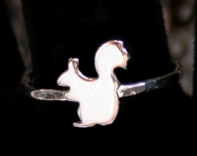 Little Squirrel ~ Sterling Silver Statement / stacking ring 'Forest Friends' series. Exclusive design. Sitting Squirrel/Tiny Silver Squirrel