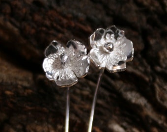 Rosita ~ Simply Silver ~ Wildflower series ~ Exclusive design sterling silver flower earrings. Long stem. Floral. Eco-friendly. Long stemmed