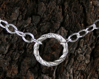 Discrete FANCY O Ring Day Collar / Slave Necklace. Sterling silver. Story of 'O' collar. Wear as a choker or a necklace. Infinity  Eternity