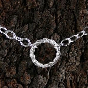 Discrete, permanently locking FANCY O Ring Day Collar / Slave Necklace. Sterling silver. Story of &#39;O&#39; collar. Wear as a choker or a necklace