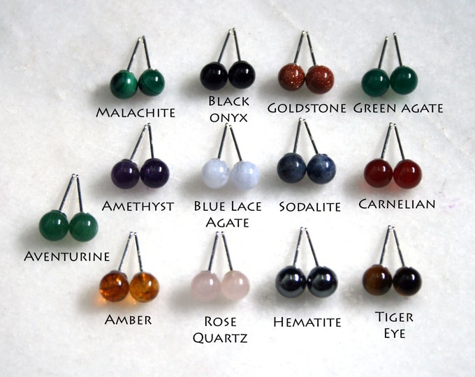 Simplicity L ~ Gemstone stud earrings. Simple & Elegant. Choose gemstone. Choose 9ct Gold, 18ct Gold or Sterling silver. Minimalist earrings