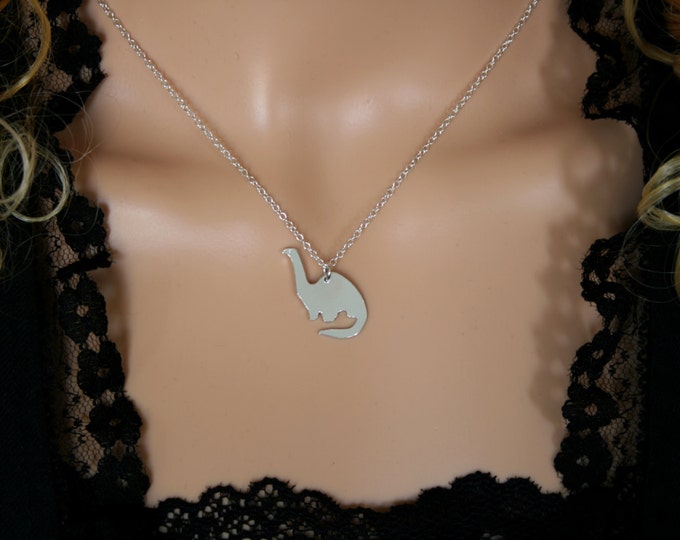 Dippy the Diplodocus. Sterling Silver pendant. 'Forest friends' collection. Exclusive design. Little dinosaur pendant.