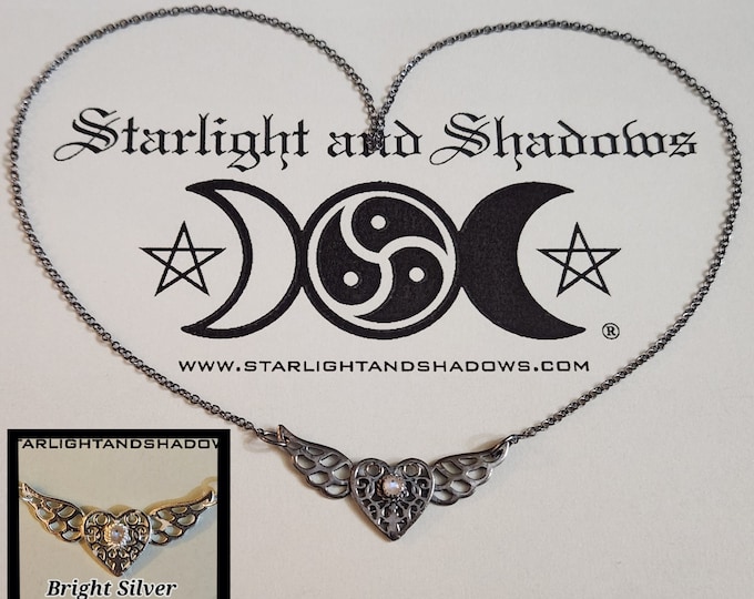 The wings of Love - Caged Heart, Little Gem; Permanently locking Discrete, Sterling silver Day Collar / Slave Necklace {D2} - Winged Heart