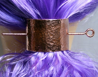 Barrette 'Lynda' Hand made Pony tail cover, hair clip, hair slide, hair clasp, hair pin, pony tail grip. Copper. Solid copper. Pure copper.