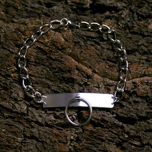 Unisex Permanently locking Heavyweight Sterling silver 'O' ring BDSM Slave bracelet. ID style. Story of O. Fully UK Hallmarked Silver. image 1