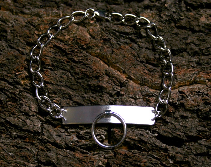 Unisex Heavyweight Sterling silver Slave bracelet. 'O' ring BDSM bracelet. ID style. Story of O. Fully UK Hallmarked heavy sterling silver.