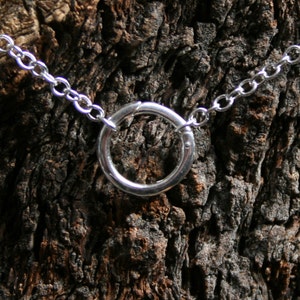 Discrete PERMANENTLY LOCKING &#39;O&#39; ring Day Collar / Slave Necklace. Sterling silver. Infinity / Eternity / Captive ring. Choker or necklace