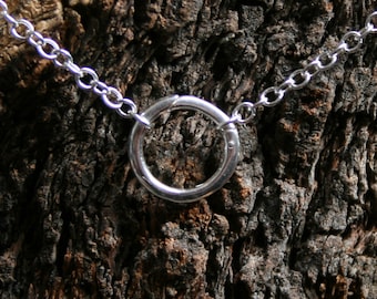 Discrete PERMANENTLY LOCKING 'O' ring Day Collar / Slave Necklace. Sterling silver. Infinity / Eternity / Captive ring. Choker or necklace