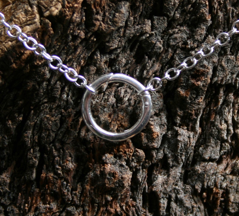 Discrete PERMANENTLY LOCKING 'O' ring Day Collar / Slave Necklace. Sterling silver. Infinity / Eternity / Captive ring. Choker or necklace image 1