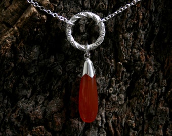 PERMANENTLY LOCKING gemstone 'Classic Elegance' dropper FANCY 'O' Ring Day Collar / Slave Necklace. Sterling silver Story of 'O'  necklace.