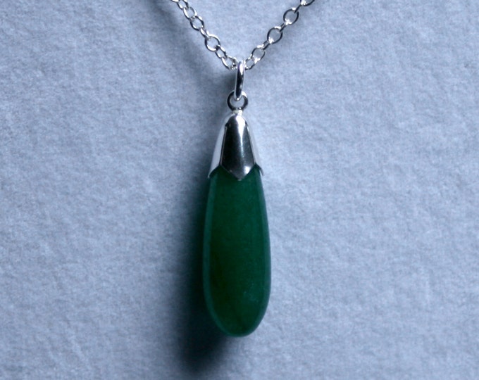 Handmade 'Classic Elegance' Aventurine and sterling silver Pendant. Drop pendant/ Teardrop pendant/ Green/ work/ day/ evening /Gift for her.