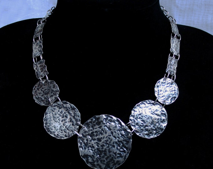 Artisan 'Emily' statement necklace. Traditionally handmade, textured and antiqued. Fully UK Hallmarked Sterling 925  Silver. Silversmith