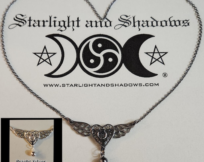 The wings of Love - Caged Heart, Story of O; SLAVE BELL, Discrete, Sterling silver Day Collar / Slave Necklace {D2} - O ring, Winged Heart