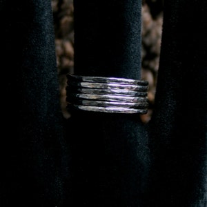 Sterling Silver stack rings. Hammered skinny silver stacking rings. Choose black or natural silver. Single or Set US 8 to 13 UK Q to Z 1/2 image 2