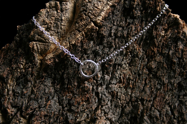 Discrete PERMANENTLY LOCKING 'O' ring Day Collar / Slave Necklace. Sterling silver. Infinity / Eternity / Captive ring. Choker or necklace image 2