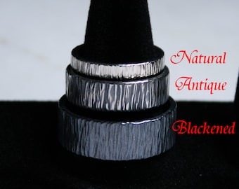 Tree Bark design. Heavyweight 6 mm Wide Sterling Silver Fully UK hallmarked Wedding ring. Sizes I to Z  (US 4 1/2 - 12 1/2)