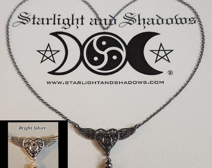 The wings of Love - Caged Heart, Story of O; SLAVE BELL, Discrete, Sterling silver Day Collar / Slave Necklace {D1} - O ring, Winged Heart