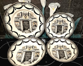 Royal Stafford, "Spookyville" "Haunted house" plates and bowls. Dinner plates,  salad / side plates,  salad bowls and pasta bowls. Singles.