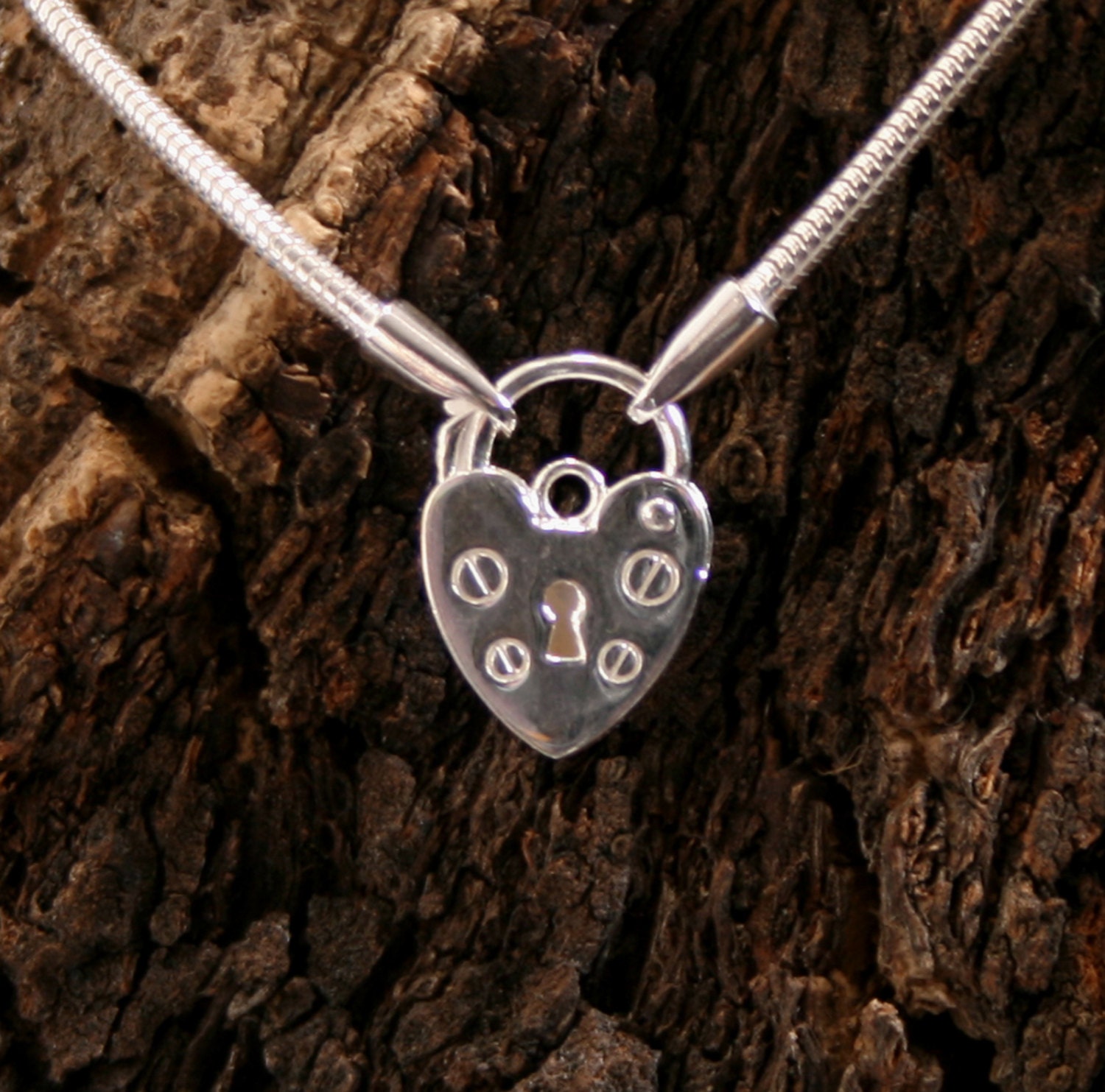 A Sher's Creation BDSM Day Collar - 925 Silver Plated Heart Padlock & Key Necklace - 4 Microns Pure Silver