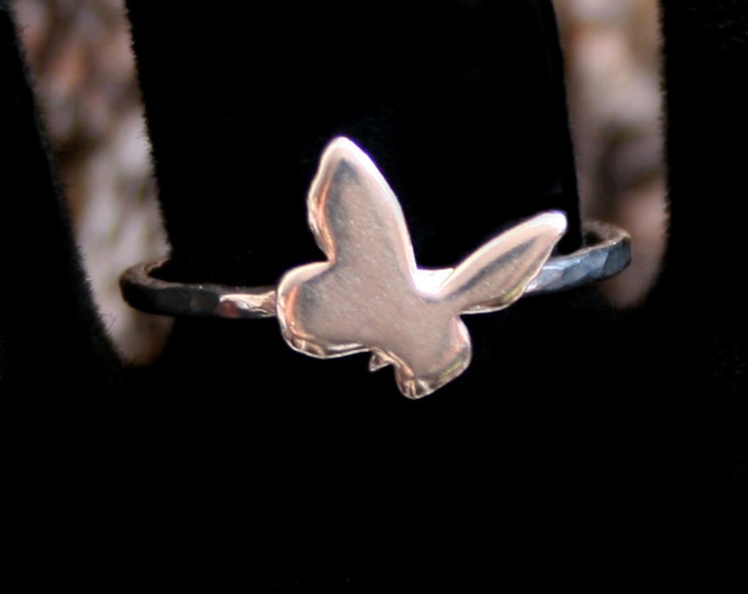 Little Butterfly ~ 'On the wing' ~ Sterling Silver Statement / stacking ring 'Forest Friends' series. Exclusive design. Eco-friendly silver.