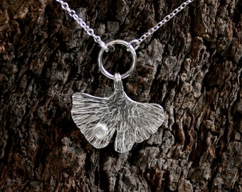 PERMANENTLY LOCKING O ring Day Collar/ Slave Necklace. Eco Silver & Moonstone Ginko Leaf. With or without matching Earrings. Can Personalize
