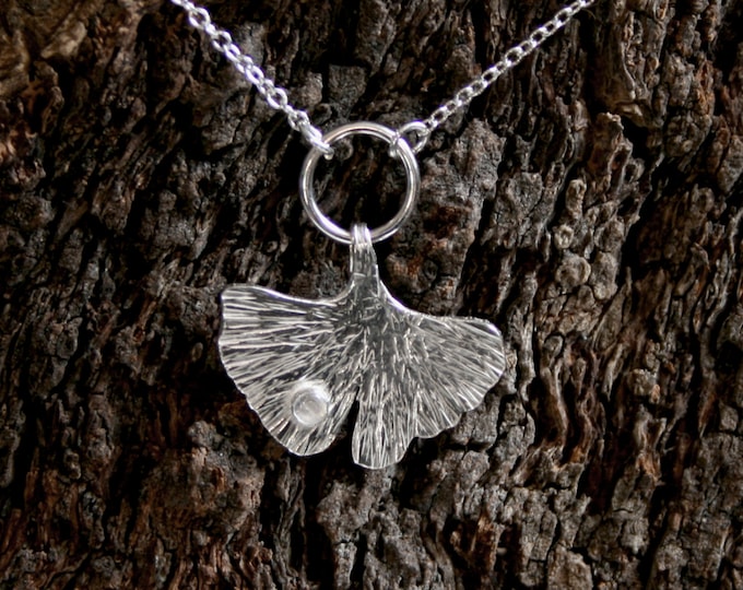 PERMANENTLY LOCKING O ring Day Collar/ Slave Necklace. Eco Silver & Moonstone Ginko Leaf. With or without matching Earrings. Can Personalize