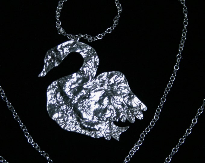 Handmade 'Silver Swan' Pendant. Traditionally hand made swan pendant made from reticulated silver. Fully UK Hallmarked Sterling Silver.