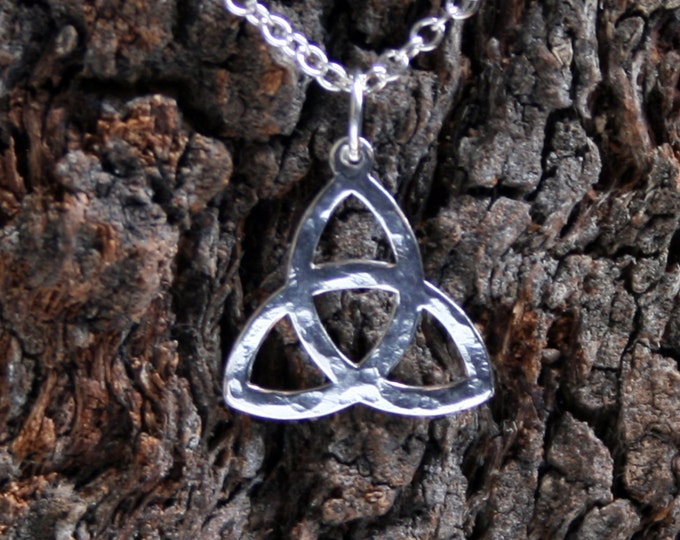 SMALL Triquetra Pendant ~ Sterling Silver Celtic Knot. Choose either a Hammered or Plain finish.