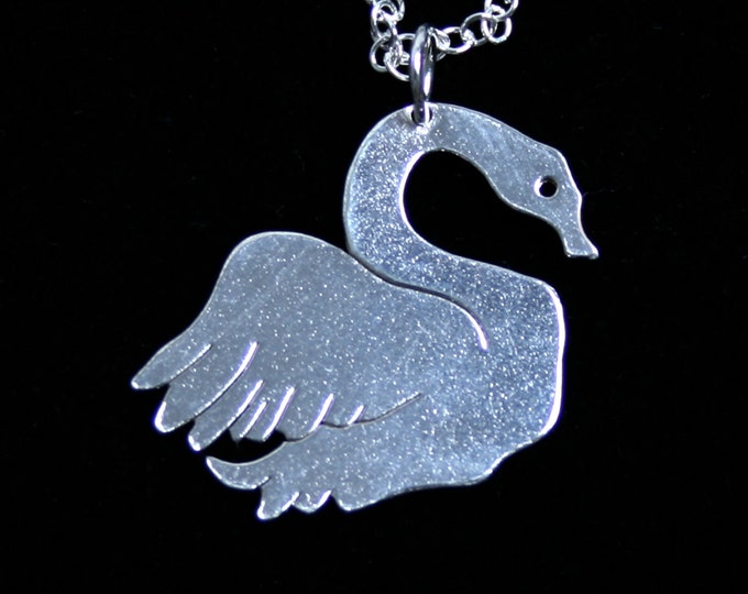 Handmade 'Silver swan' pendant. Traditionally hand made Sterling Silver Swan pendant with a satin shimmer finish for extra sparkle.