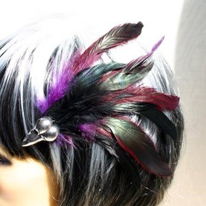 Exclusive &#39;Purple Raven&#39; hair grip/ fascinator.
