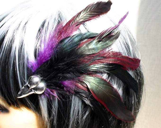 Exclusive 'Purple Raven' hair grip/ fascinator.